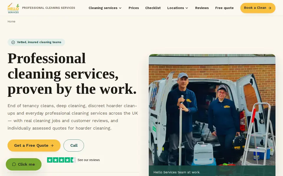 The top of helloservices.co.uk