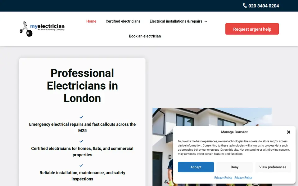 The top of my-electrician.co.uk