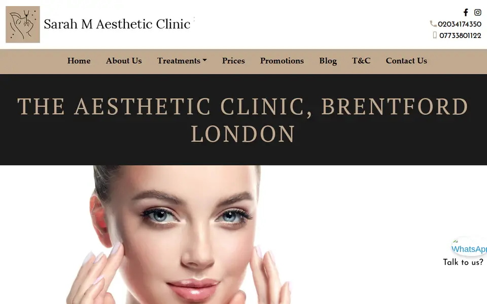 The top of sarahmaesthetics.co.uk