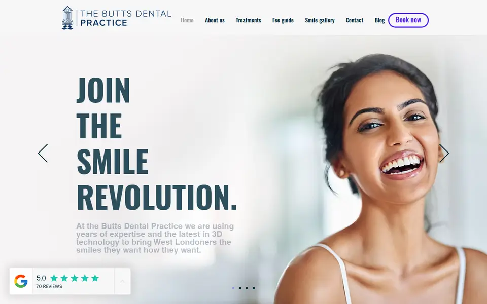 The top of thebuttsdental.co.uk