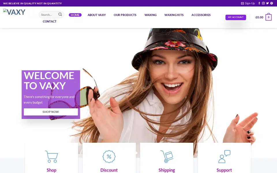 The top of vaxy.co.uk