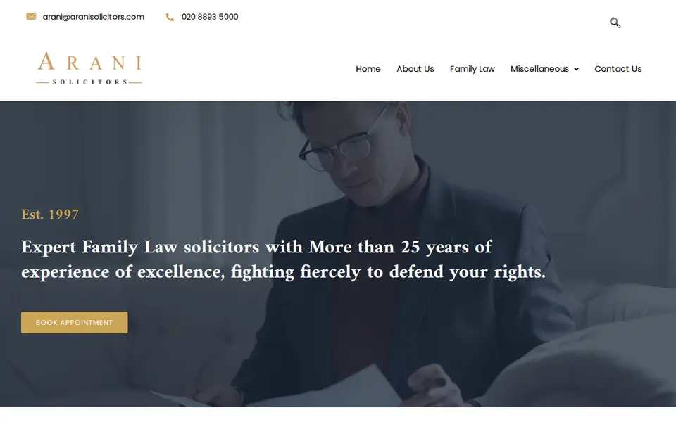 The top of aranisolicitors.com