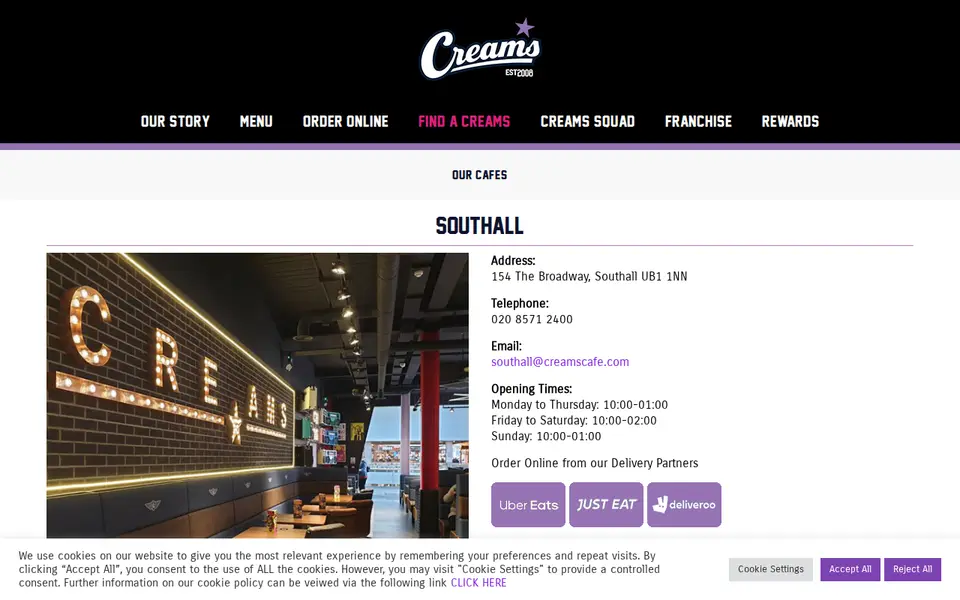 The top of creamscafe.com