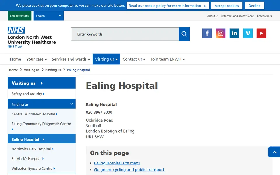 The top of lnwh.nhs.uk