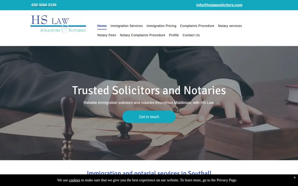 The top of hslawsolicitors.co.uk