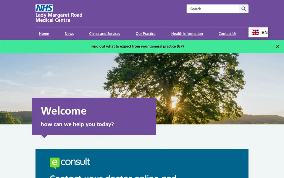 The top of ladymargaretsurgery.co.uk
