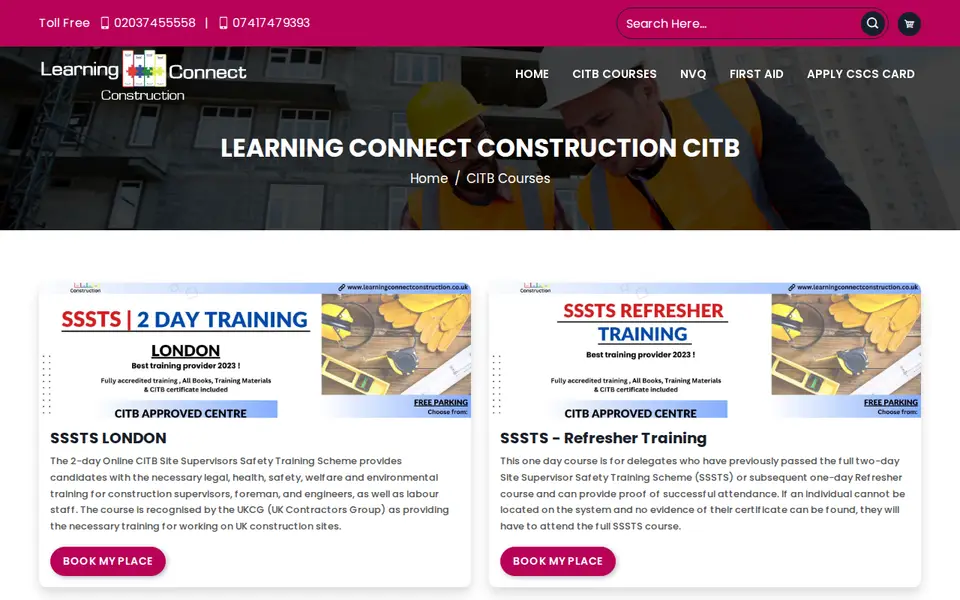 The top of learningconnectconstruction.co.uk