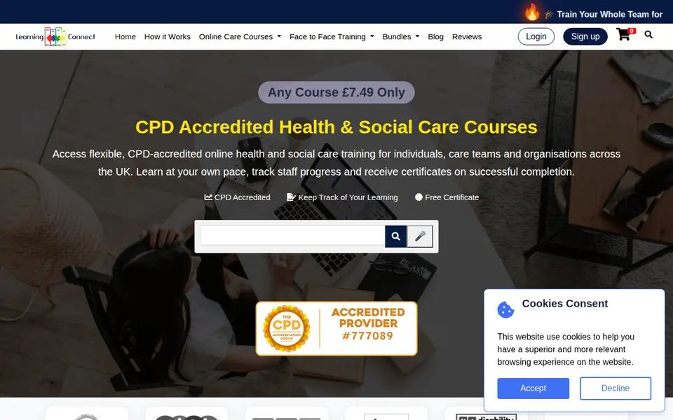 The top of learningconnect.co.uk