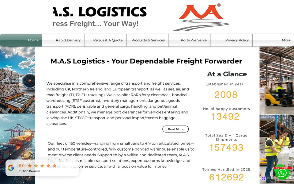 The top of maslogistics.co.uk