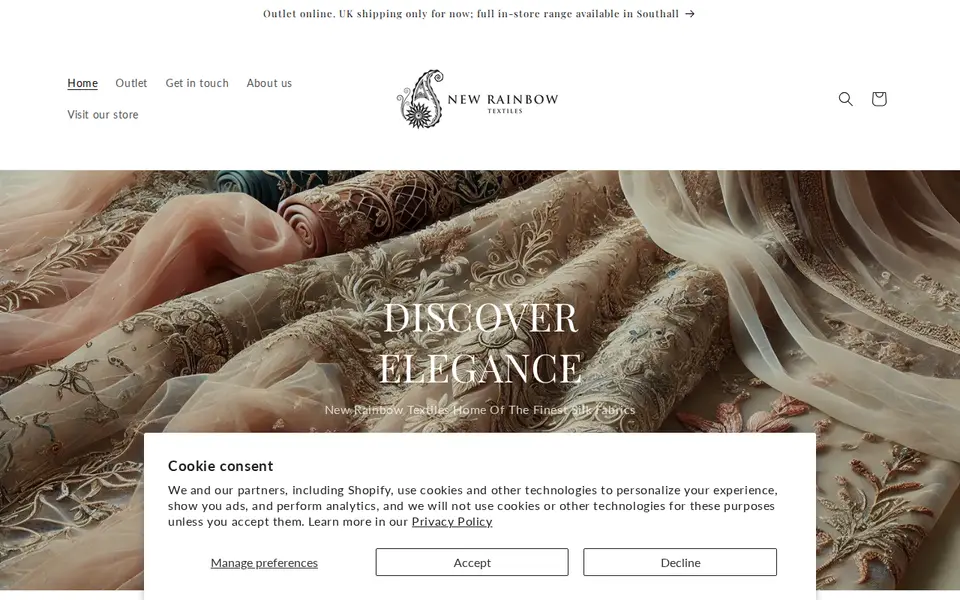 The top of newrainbowtextiles.com