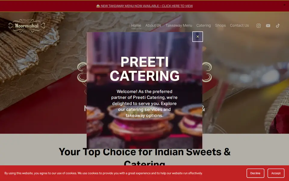 The top of noormahalsweets.co.uk