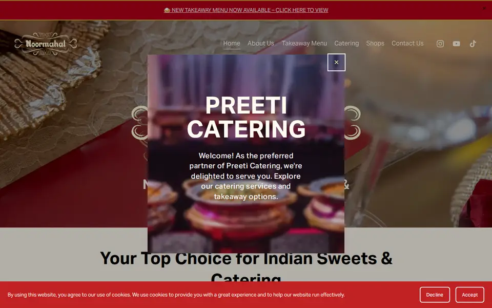 The top of noormahalsweets.co.uk