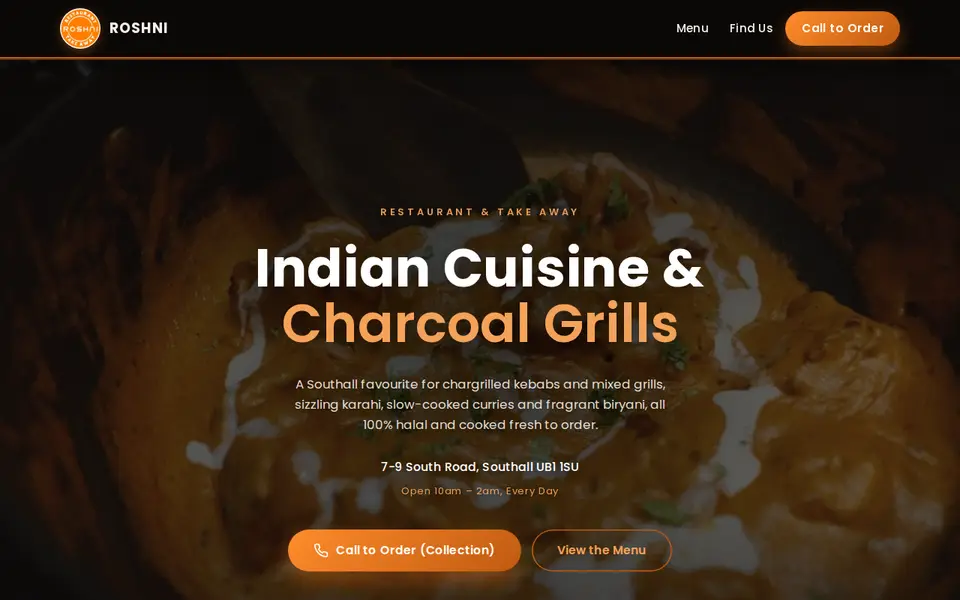 The top of roshnirestaurant.co.uk