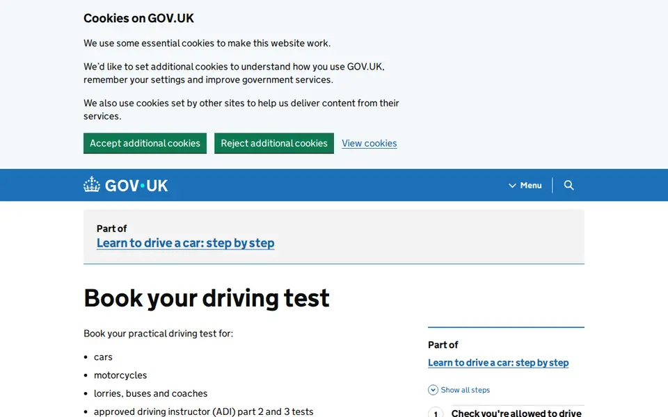 The top of gov.uk