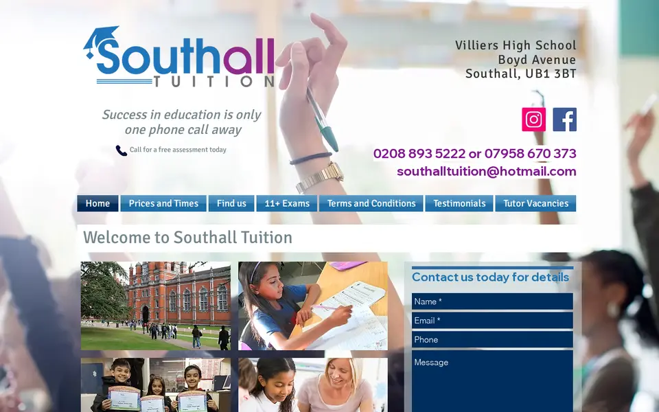 The top of southalltuition.co.uk