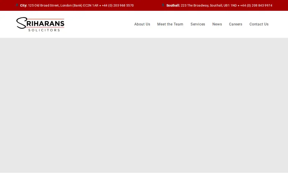 The top of sriharanssolicitors.co.uk