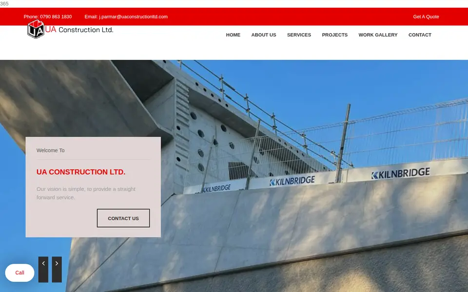 The top of uaconstructionltd.com