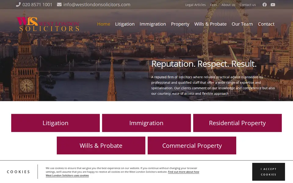 The top of westlondonsolicitors.com