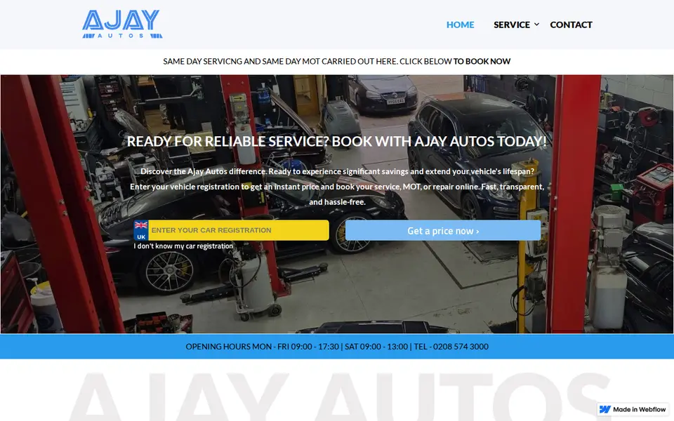 The top of ajayautos.co.uk