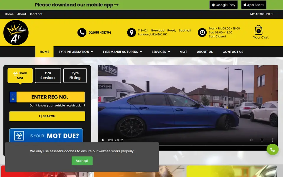 The top of ajsautos.co.uk