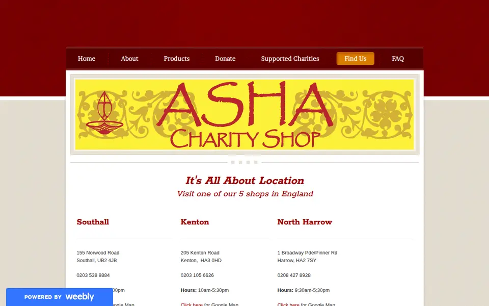 The top of ashacharityshop.com