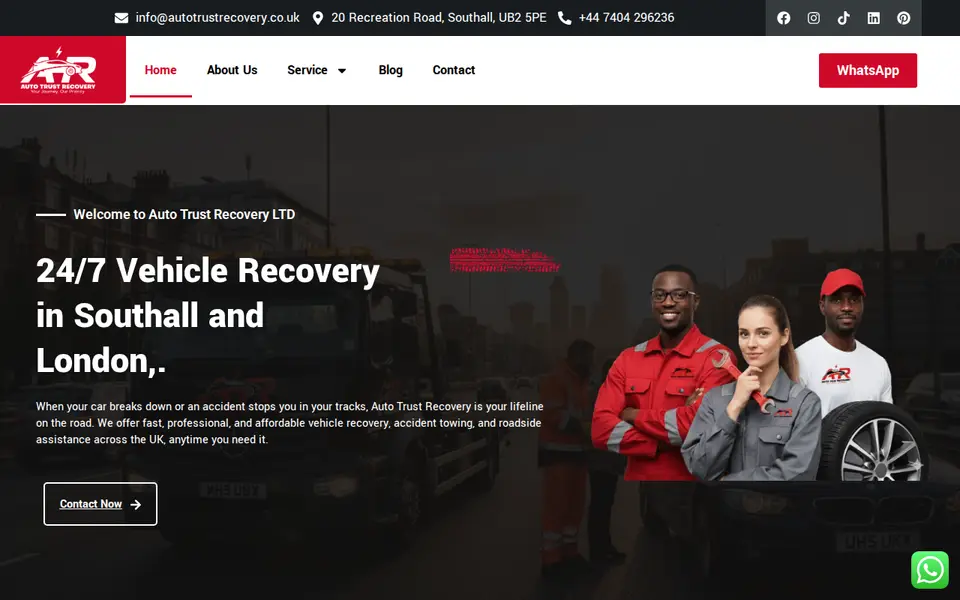 The top of autotrustrecovery.co.uk