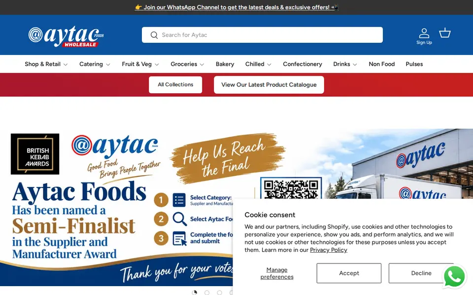 The top of aytacwholesale.co.uk