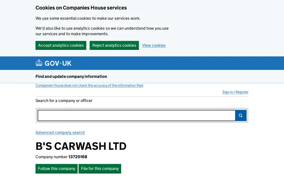 The top of find-and-update.company-information.service.gov.uk