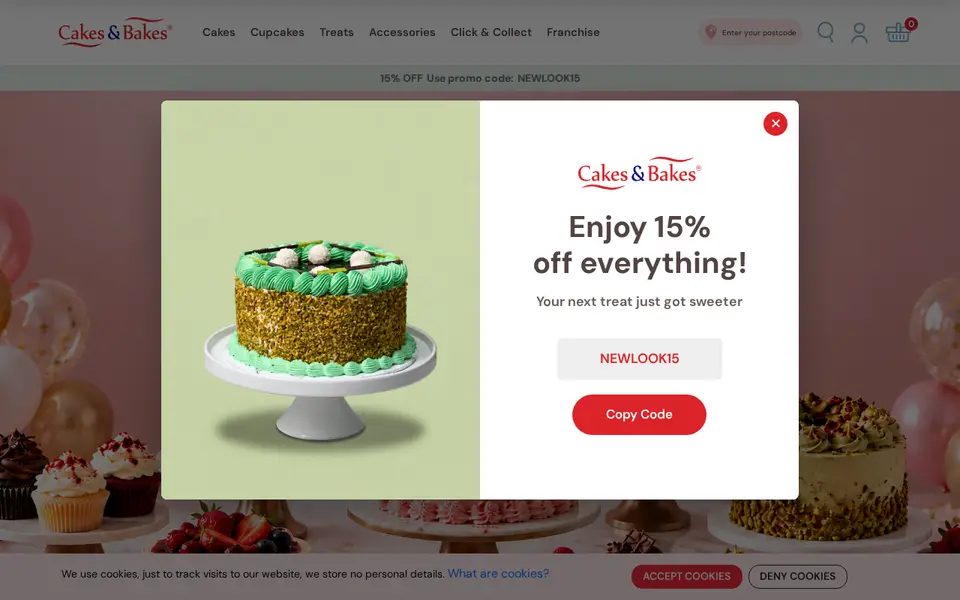 The top of cakesandbakes.co.uk