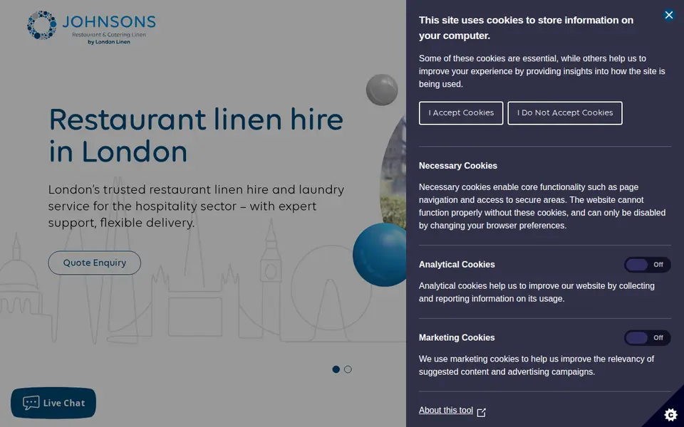 The top of johnsons-londonlinen.co.uk