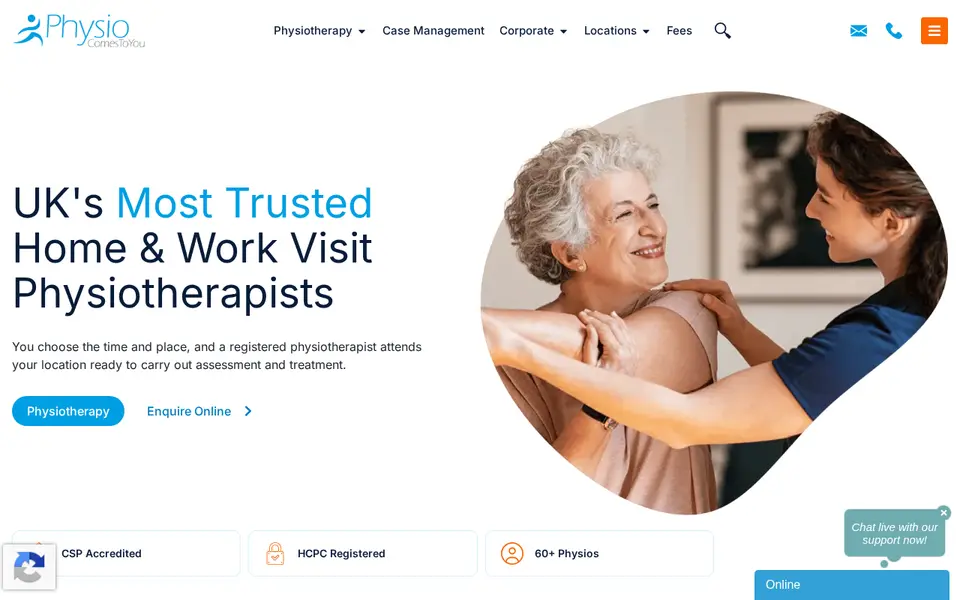 The top of physiocomestoyou.co.uk