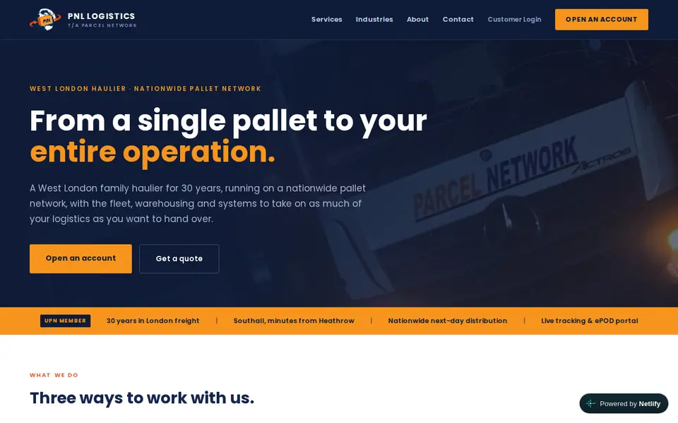 The top of parcel-network.com