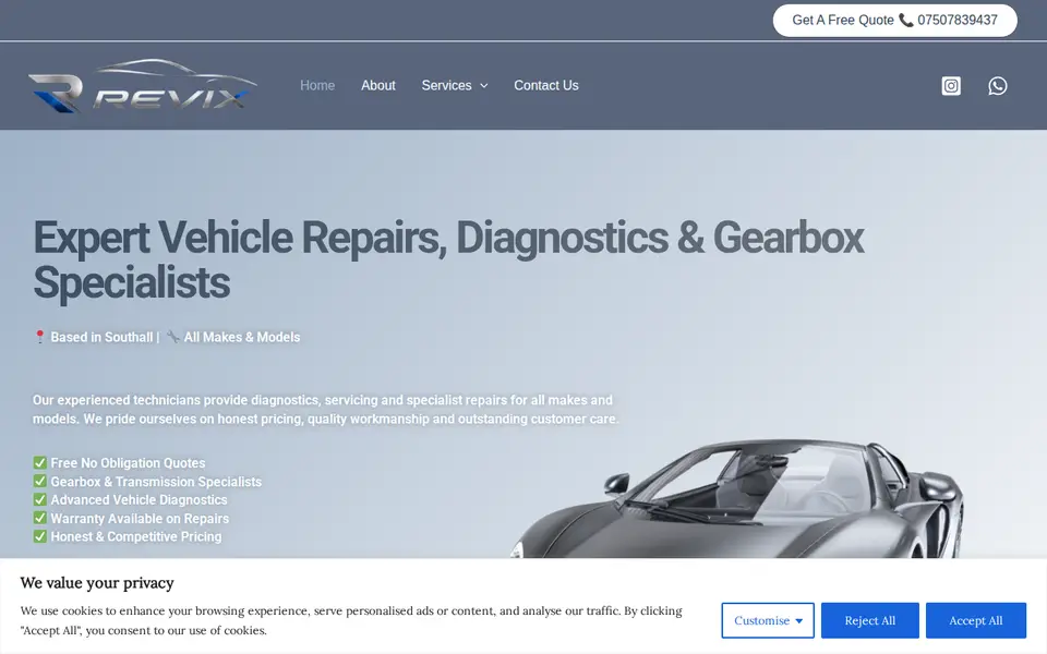 The top of revixltd.co.uk