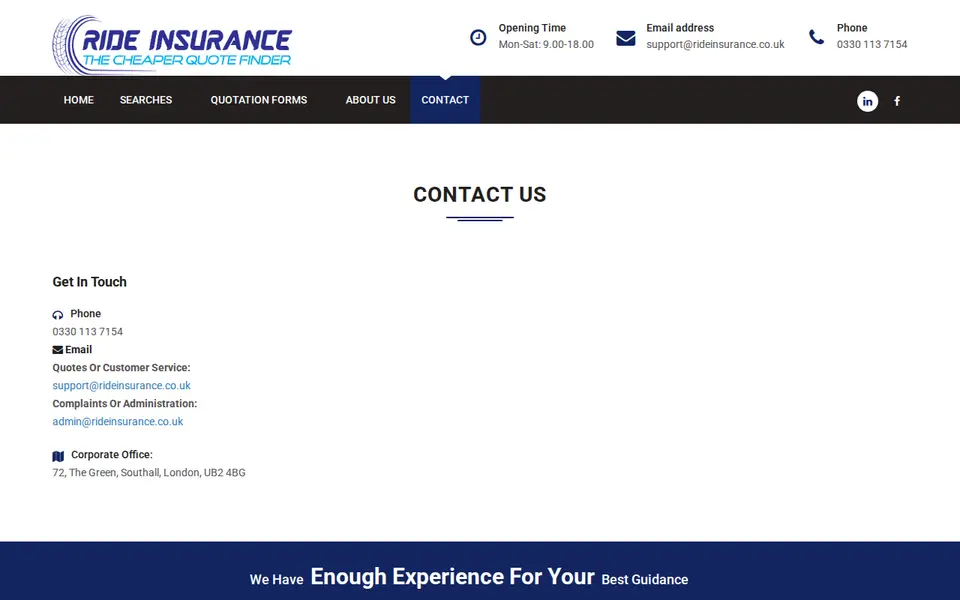 The top of rideinsurance.co.uk
