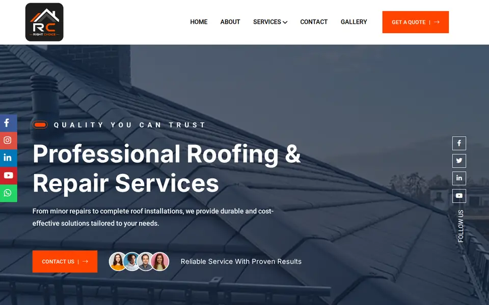 The top of rightchoiceroofingsolutions.co.uk