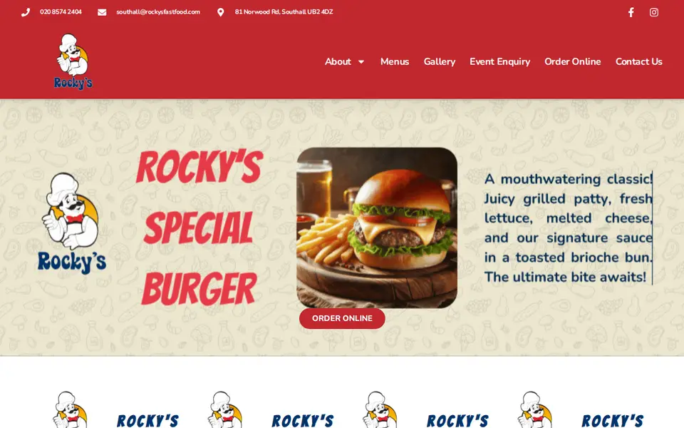 The top of rockysfastfood.com