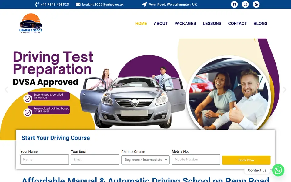 The top of salariafriendsdrivingschool.co.uk