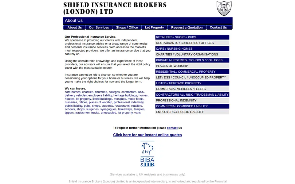 The top of shieldinsuranceservices.co.uk