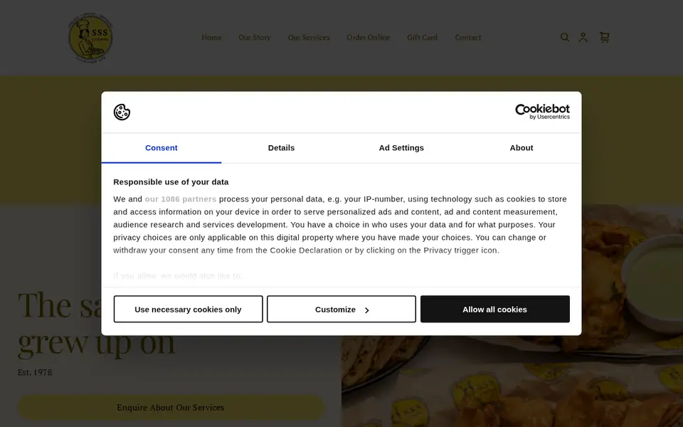 The top of ssscaterers.co.uk