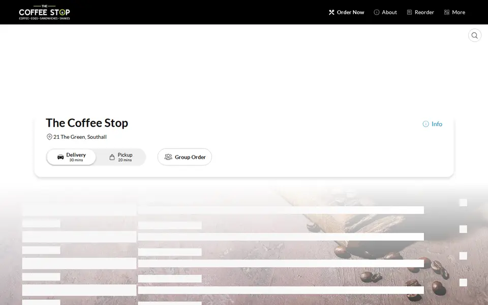 The top of thecoffeestoponline.co.uk