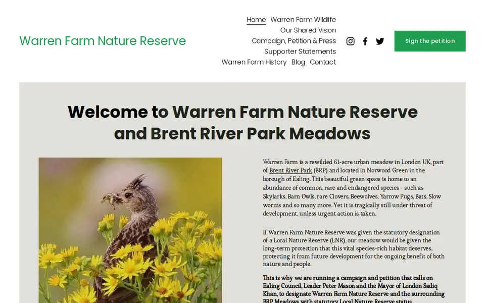 The top of warrenfarmnaturereserve.co.uk