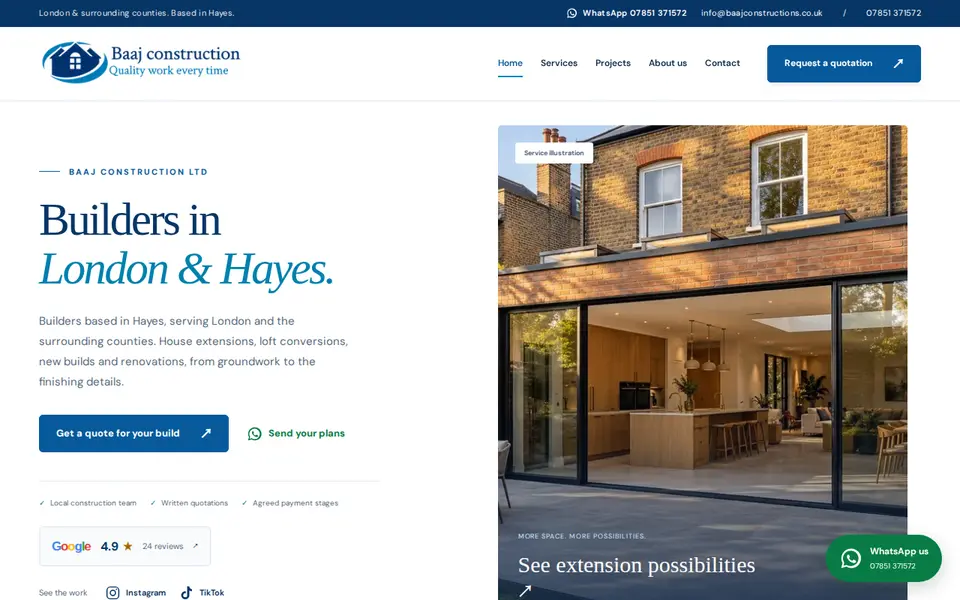 The top of baajconstruction.co.uk