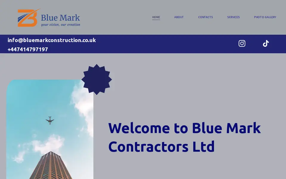 The top of bluemarkconstruction.co.uk
