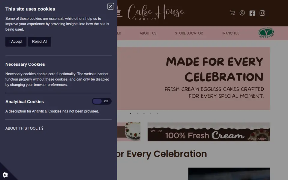 The top of cakehousebakery.com
