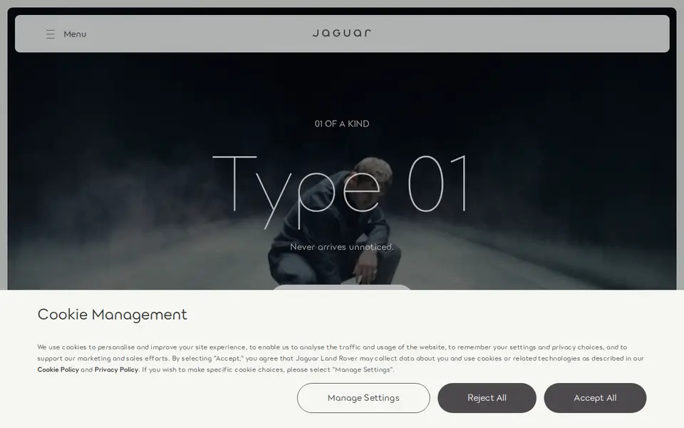 The top of jaguar.co.uk