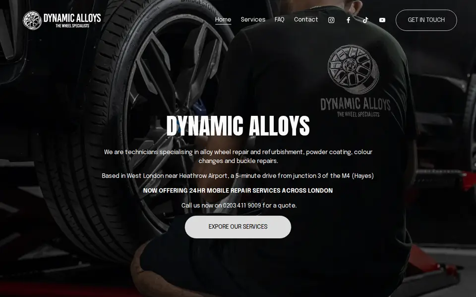The top of dynamicalloys.co.uk
