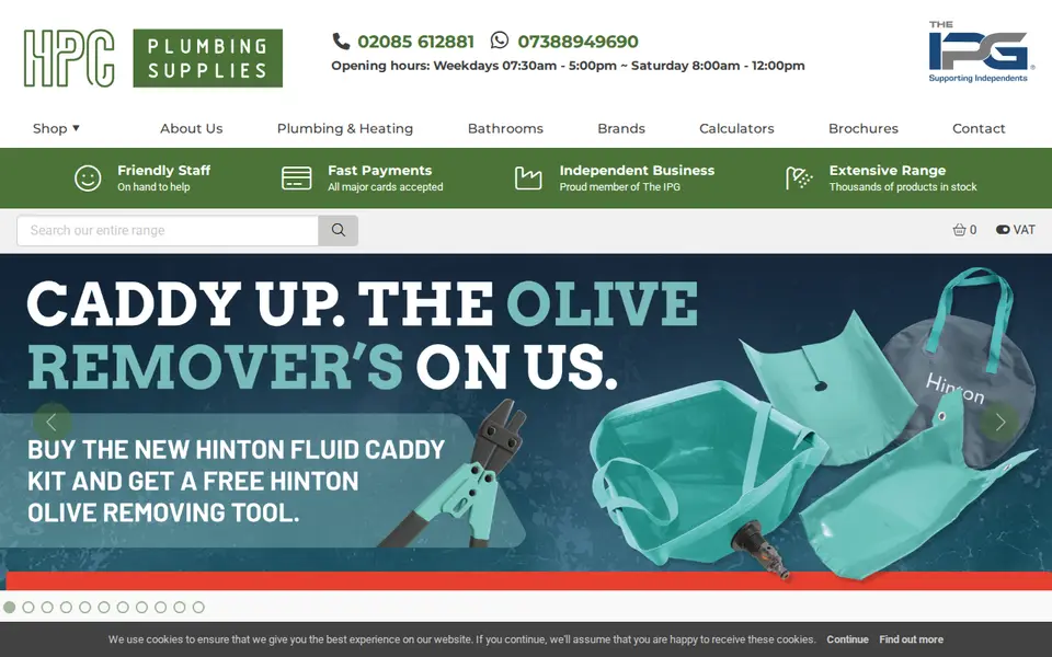 The top of hpcplumbingsupplies.co.uk