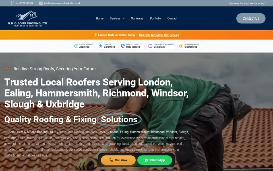 The top of mkandsonsroofingltd.co.uk