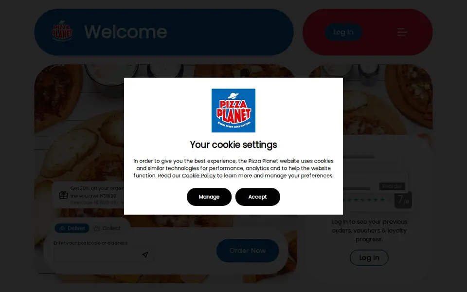 The top of pizzaplanet1.com