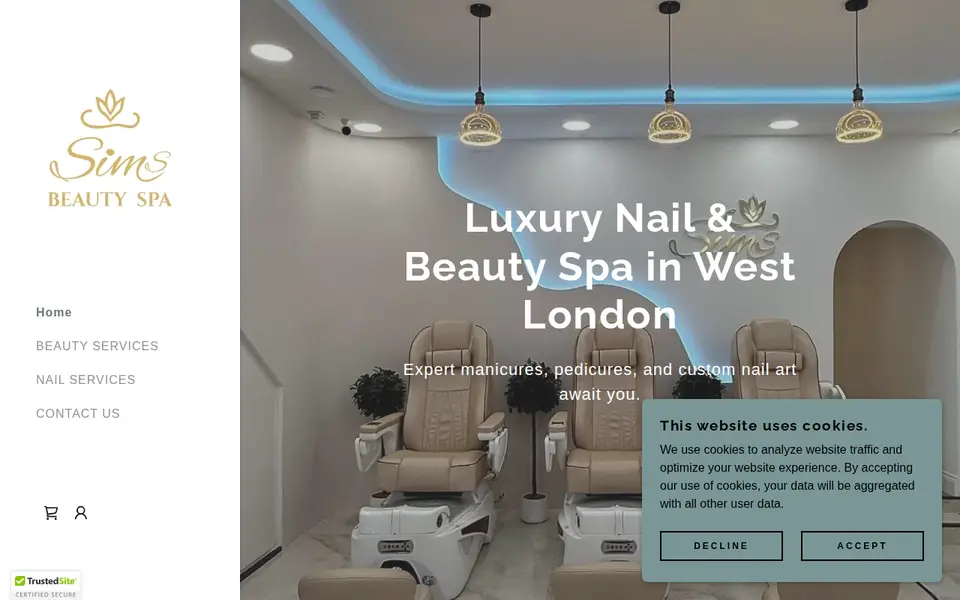 The top of simsnailsnbeauty.co.uk